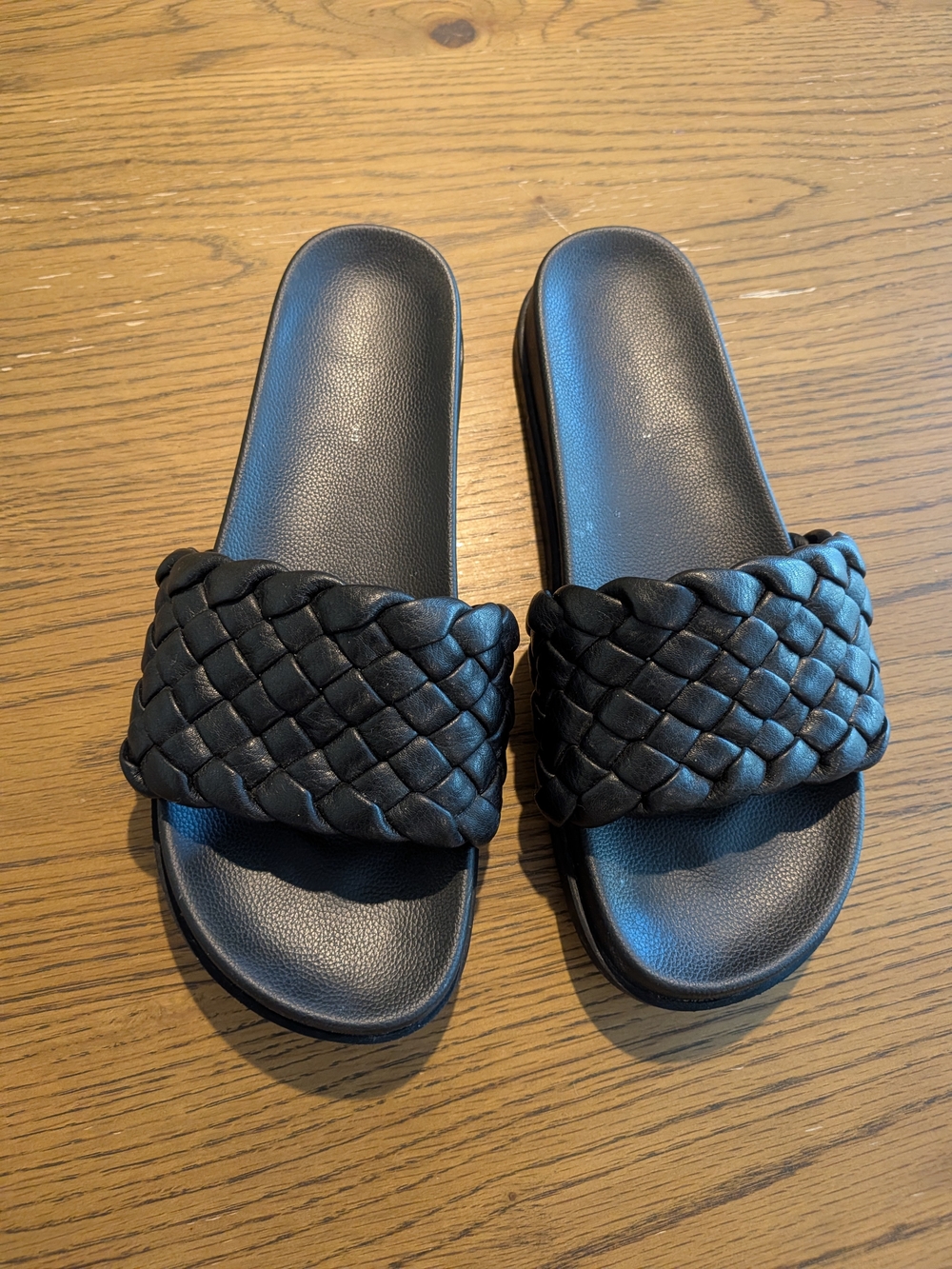 Mercer & Madison Nova Black Braided Slide Sandals, Sz. 7